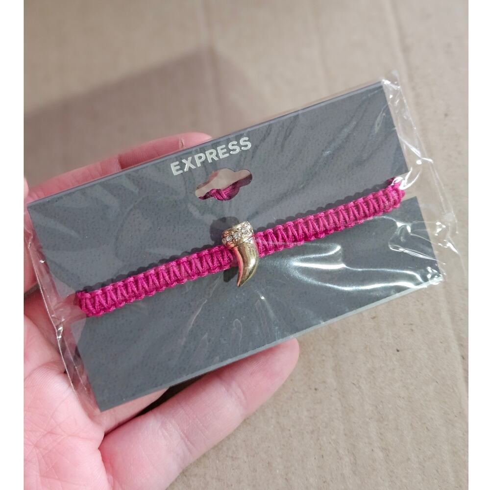 🦄Express Boho Barbie Fuchsia Woven Braided Rope Adjustable Bracelet Tusk Accent